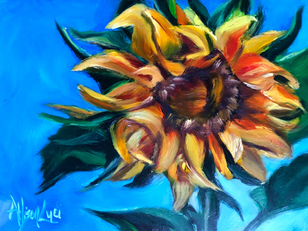 Sunflower Blue Skies Original Oil Painting 5