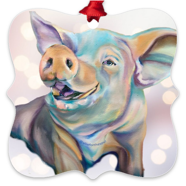 Blue Eyed   Wilbur tribute painting for Odd Man Inn Animal Refuge Ornament Christmas
