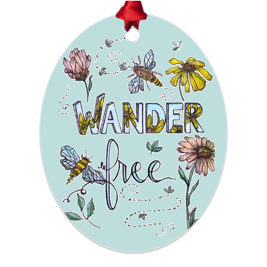 Wander Free Hippie Flowers Metal Ornaments