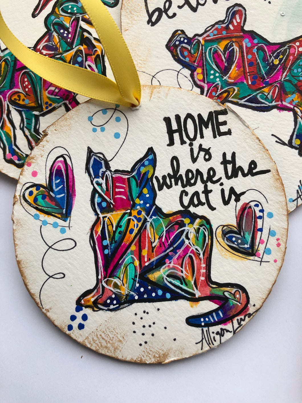 Cats Heart Art Painting - Ornament