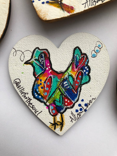 Mini Heart Art Painting Chicken Love MAGNET