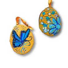Load image into Gallery viewer, Flying Magic Butterfly Tree Slice Ornament Hand Painted - Butterfly Spring Collection
