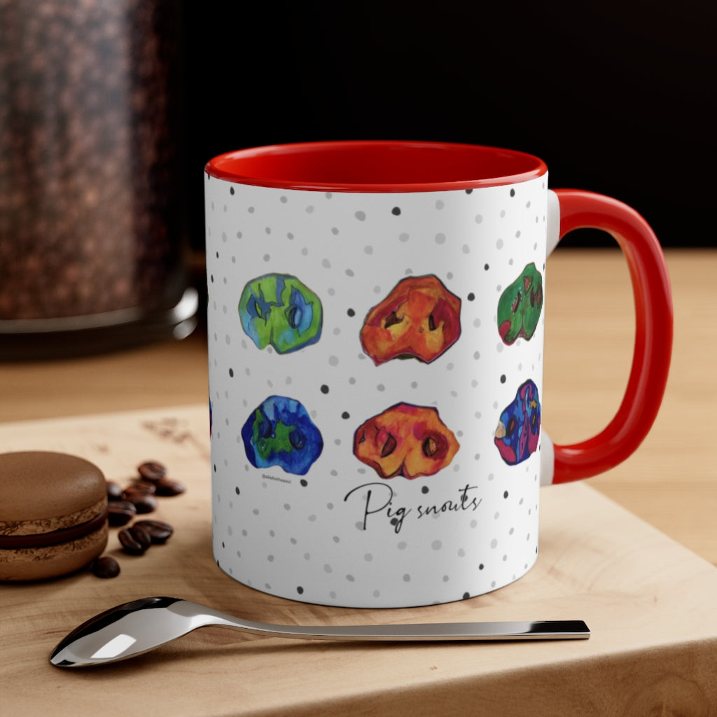 Pig Snouts Colorful Accent Coffee Mug, 11oz - 3 Colors