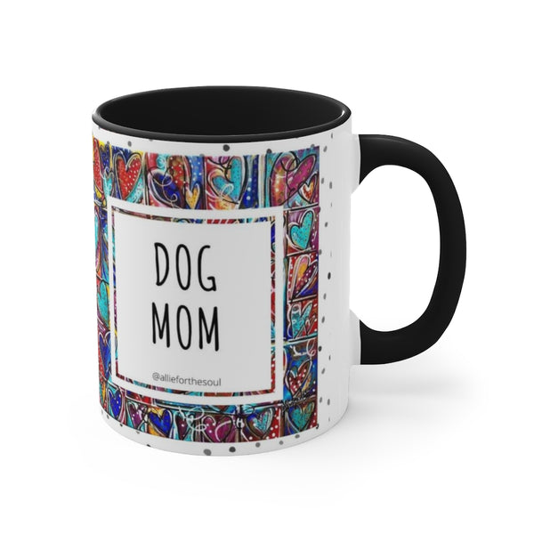 Dog Mom with Heart Art Coffee Mug, 11oz - 3 Colors