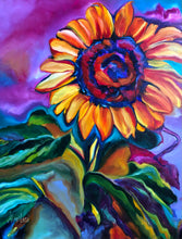 Load image into Gallery viewer, Psychedelic Sunflower Large Original Oil Painting 20&quot; x 24&quot;

