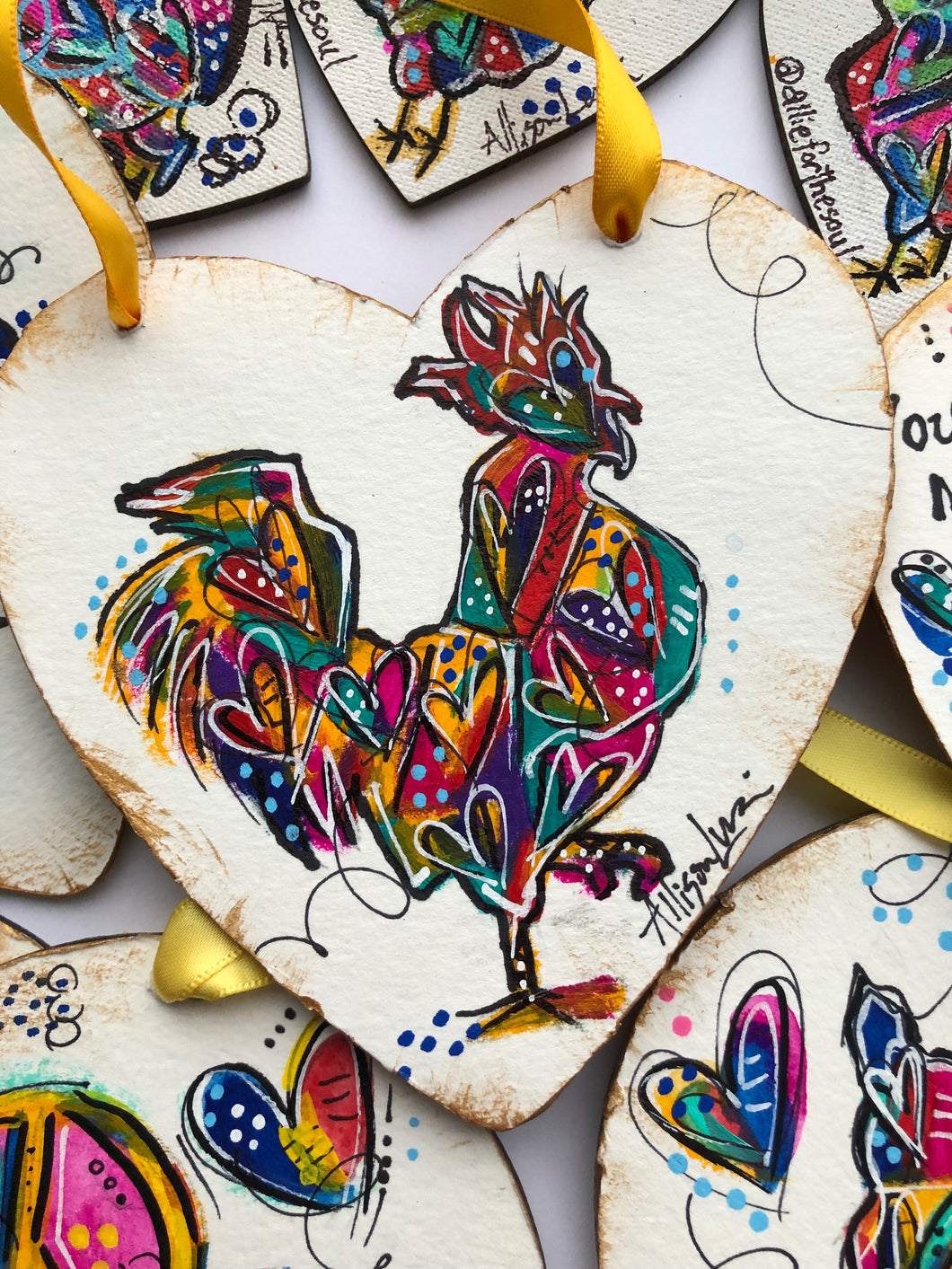 Chicken Heart Art Painting Piggie - Ornament