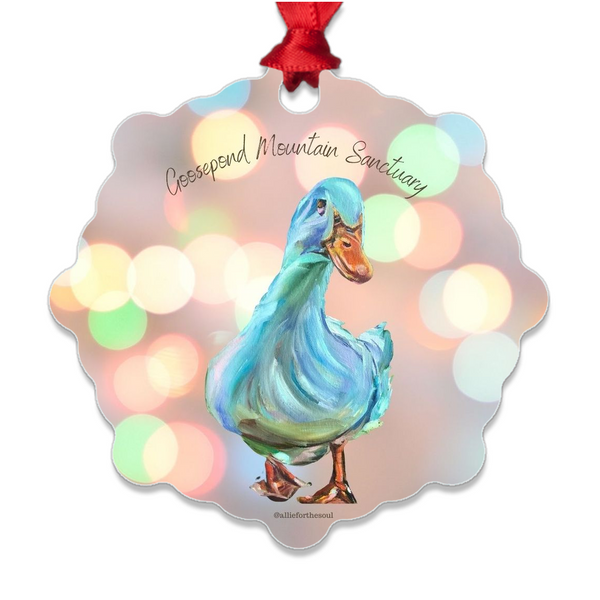 Doodles Duck Metal Holiday Ornament for Goosepond Mountain Sanctuary
