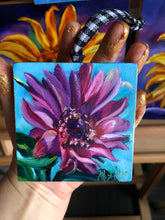 Load image into Gallery viewer, TINY My Own Muse Pink Sunflower Square Original Oil Painting 3&quot; x 3&quot;
