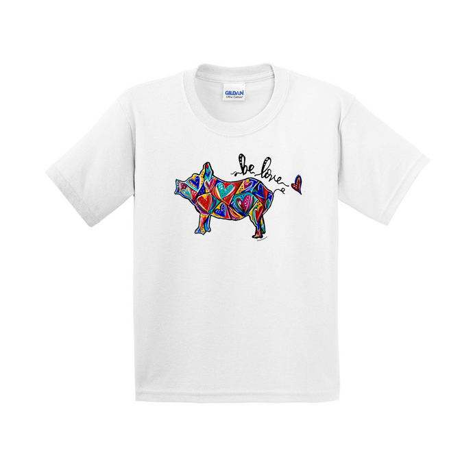 Be Love Pig Shape Heart Art T-Shirt (Youth Sizes) - 3 Colors