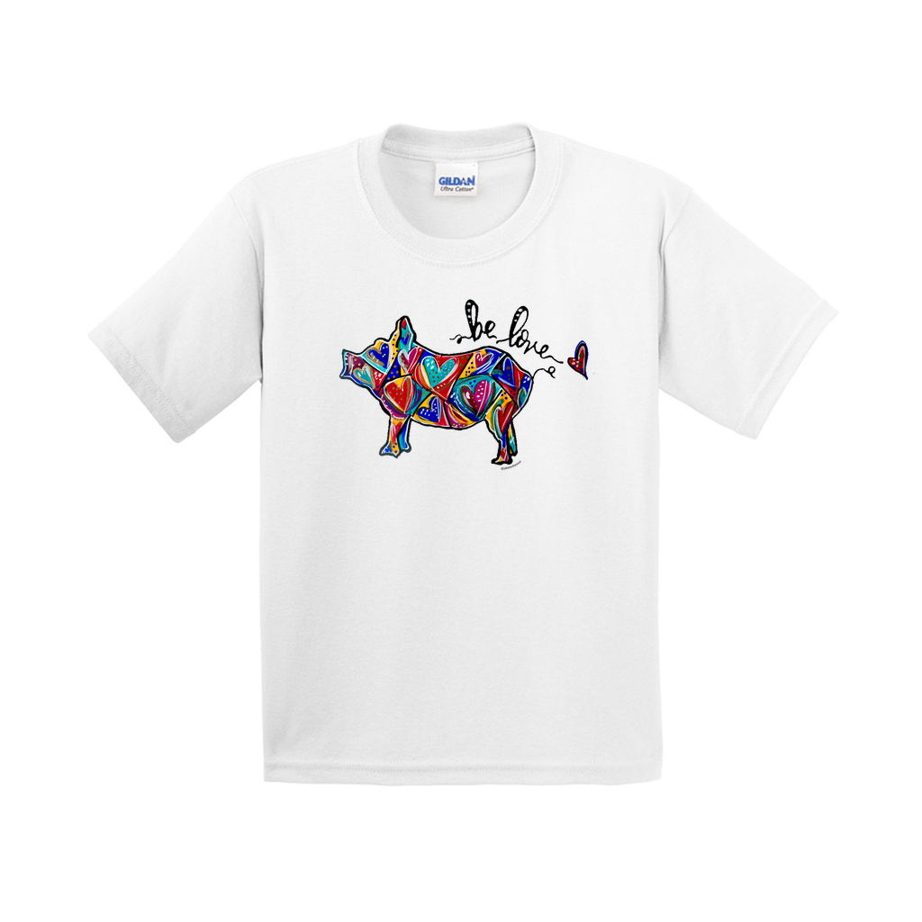 Be Love Pig Shape Heart Art T-Shirt (Youth Sizes) - 3 Colors