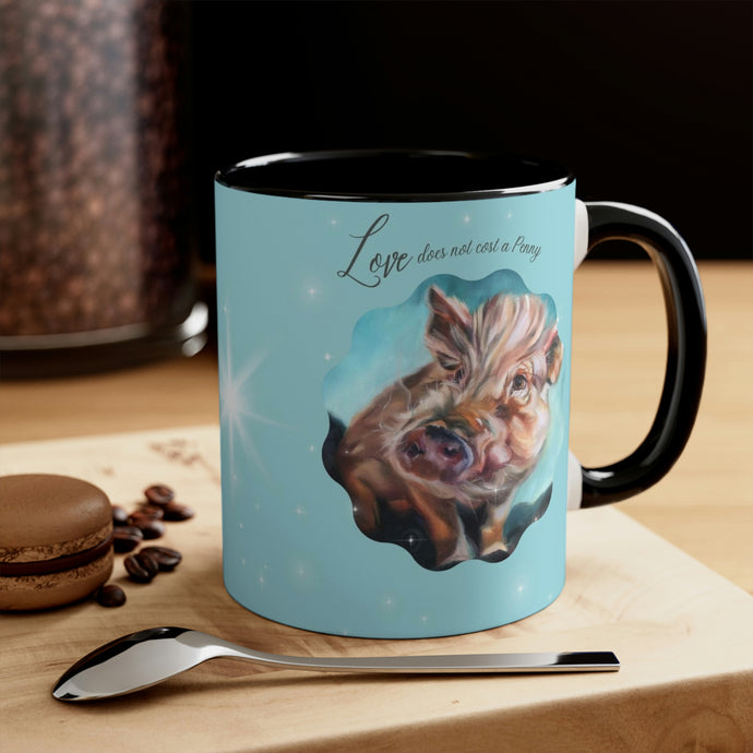 Penny Lane of Arthur's Acres Pig Art Accent Coffee Mug, 11oz - 3 Colors