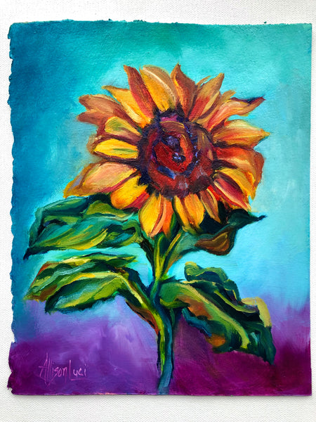 Nothing Can Dim the Light That Shines from Within Sunflower Original Oil Painting 8