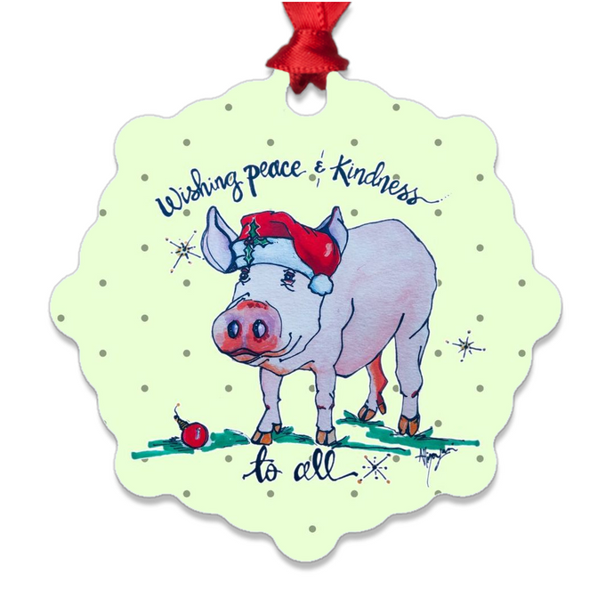 pig ornament christmas holiday vegan kindness peace compassionate eat plants vegetables