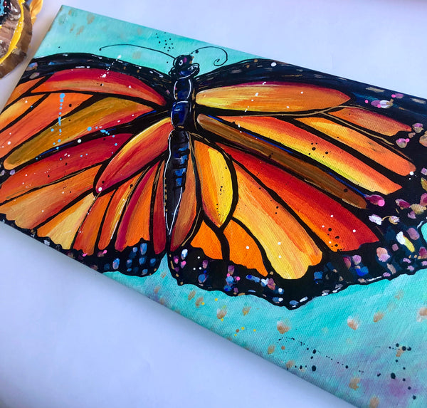 She Flies with Brave Wings 7" x 14" Butterfly Painting - Original - Butterfly Spring Collection