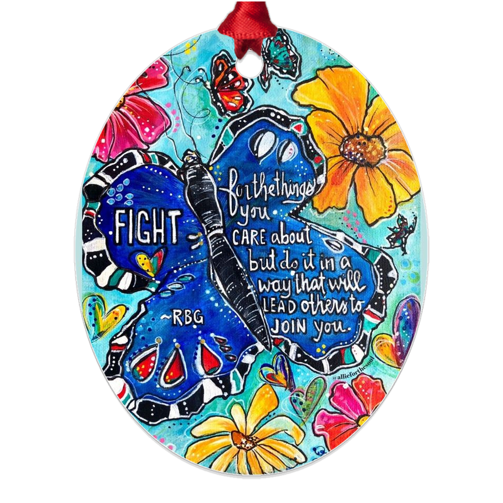 RBG Quote Butterfly Inspirational Metal Ornament