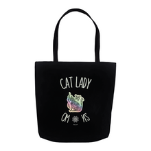 Load image into Gallery viewer, Cat Lady OM Yes! Spiritual Cat Mom Tote Bag - Black
