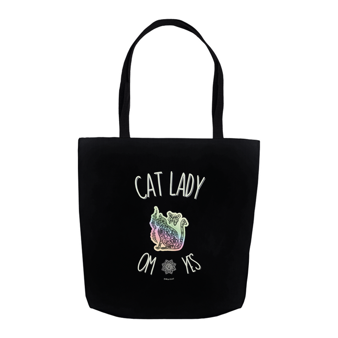 Cat Lady OM Yes! Spiritual Cat Mom Tote Bag - Black
