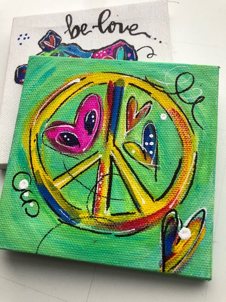 Mini Peace and Pig Snout Heart  Painting Piggie -MAGNET