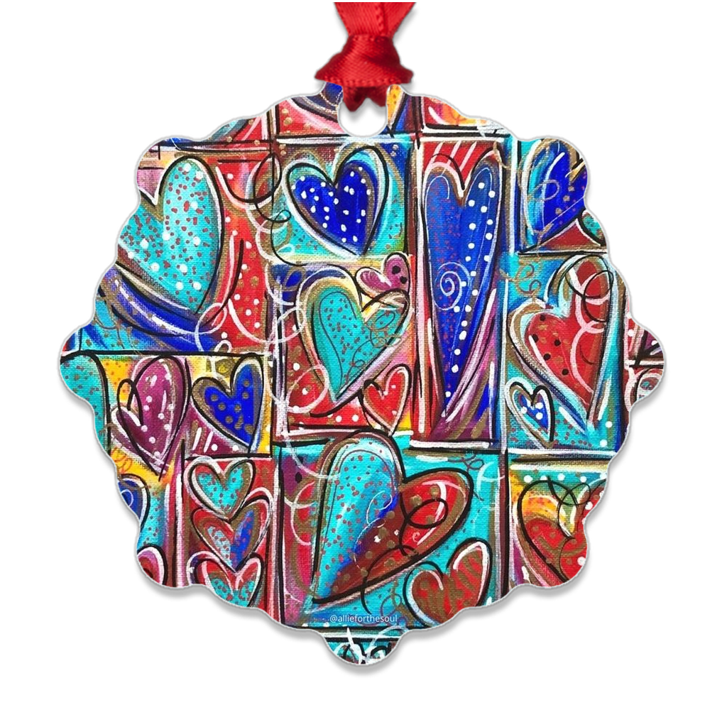 Allie for the Soul Signature Heart Art Holiday Metal Ornaments