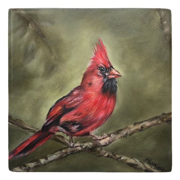 red winged messenger cardinal painting allison luci art magnet