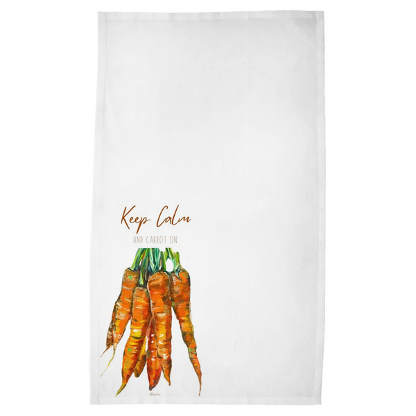 Keep Calm and Carrot On Kitchen Art Tea Towel - WHITE