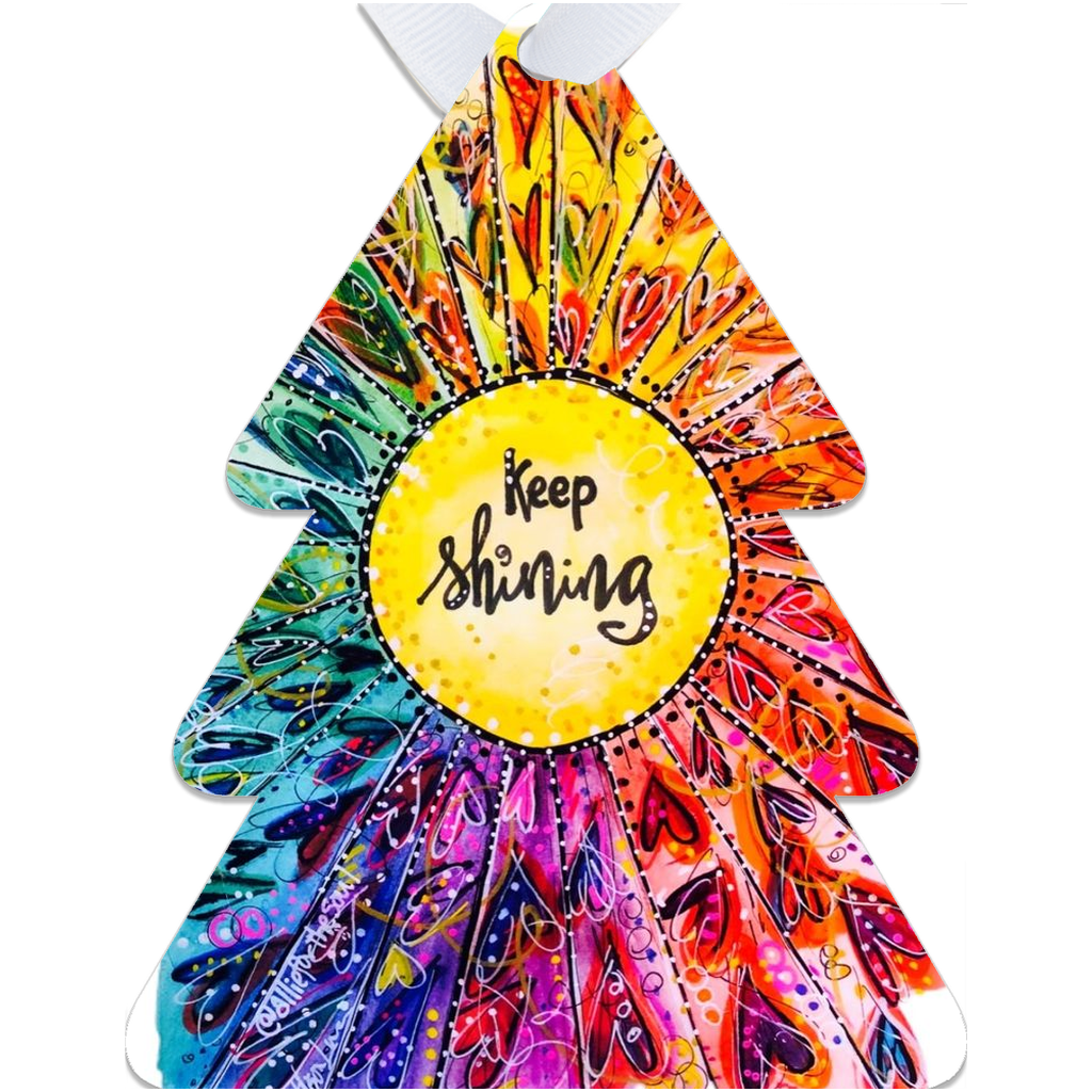 Keep Shining Christmas Tree Metal Ornament