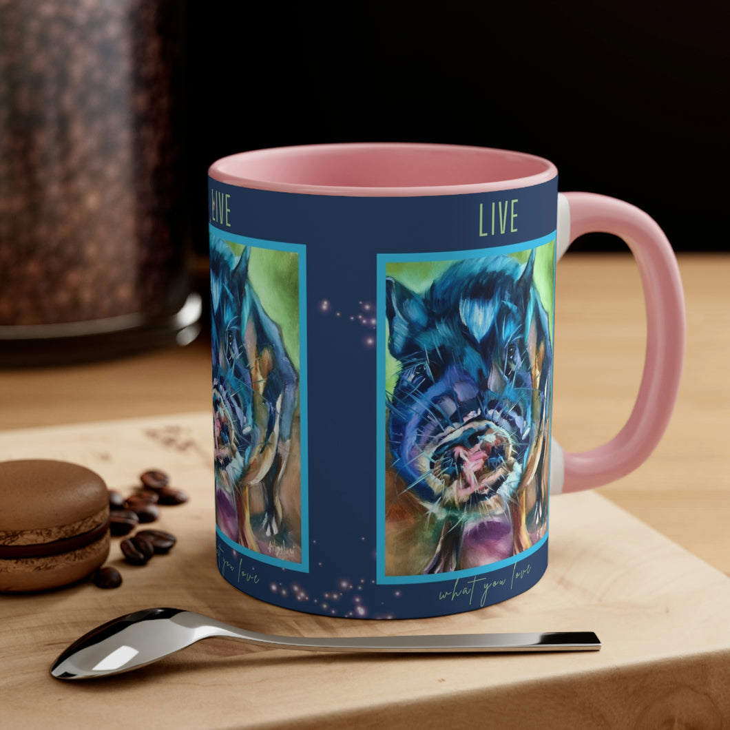 Nester Pig Portrait Inspirational Mug Live What you Love - Coffee Mug - 2 colors