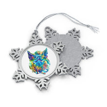 Load image into Gallery viewer, Colorful Sanctuary Pig Art Pewter Snowflake Ornament
