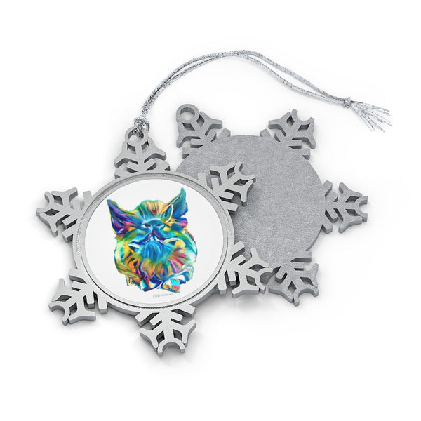 Colorful Sanctuary Pig Art Pewter Snowflake Ornament
