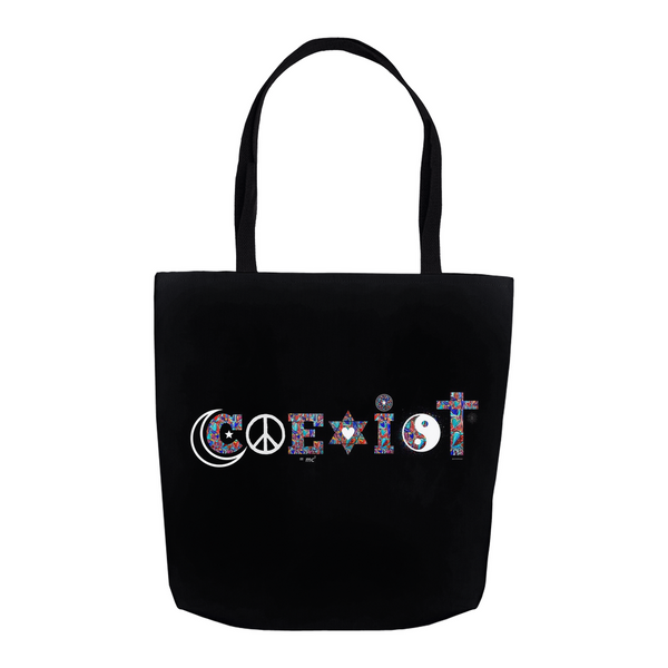 COEXIST Reusable Tote Bag with Allie for the Soul Heart Art