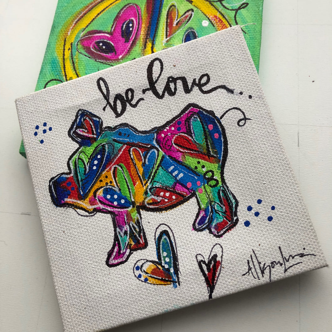 Mini Heart Art Painting Piggie - be love MAGNET