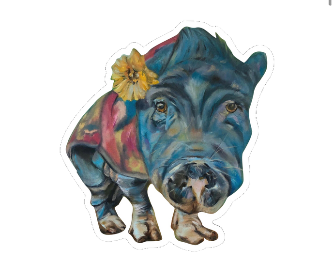 Grandma Lucy Pig Rescue Art Sticker