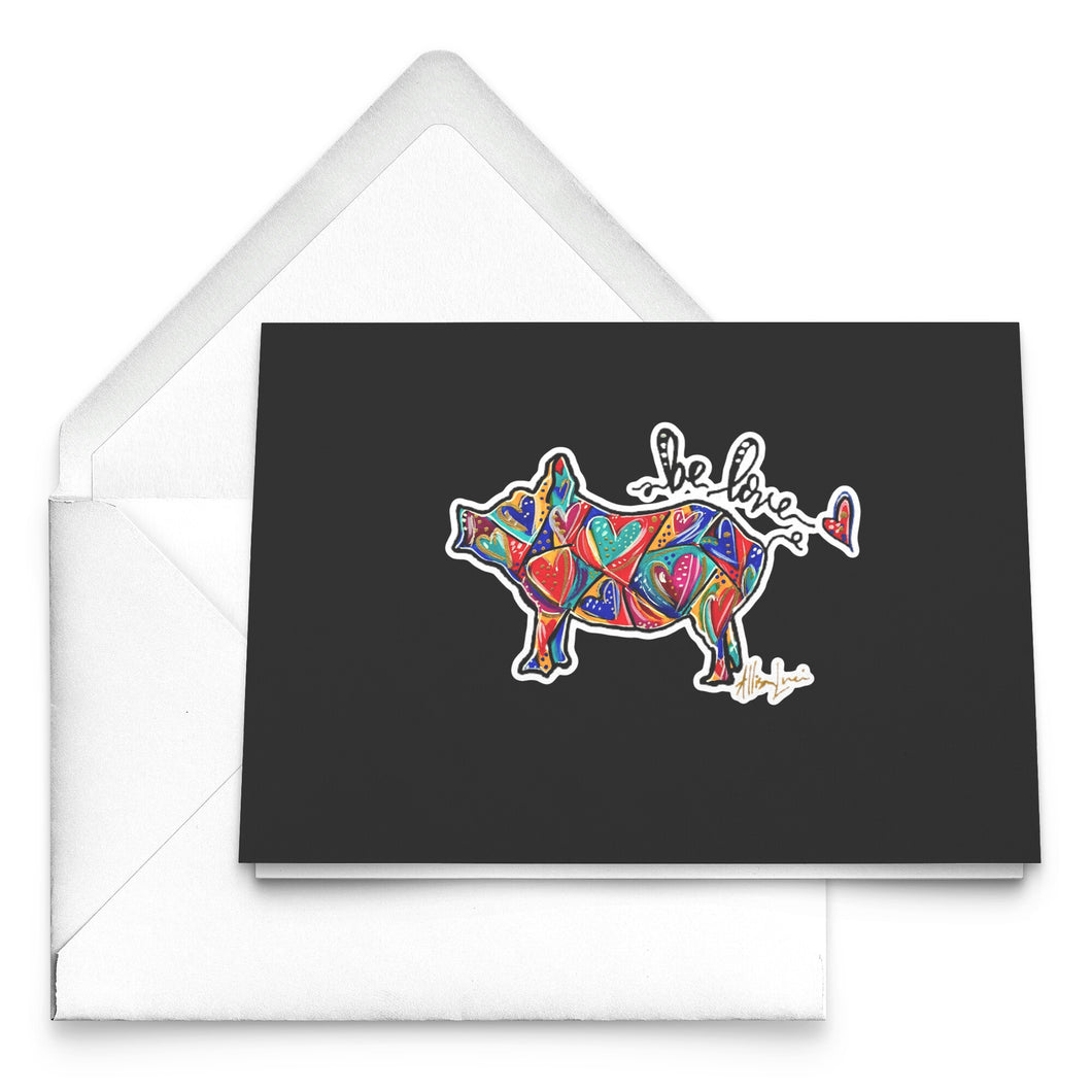 Be Love Piggie Heart Art Greeting Cards - Set pf 10, 30, 50