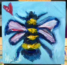 Load image into Gallery viewer, Bee Mine Square Original Oil Painting 3&quot; x 3&quot;
