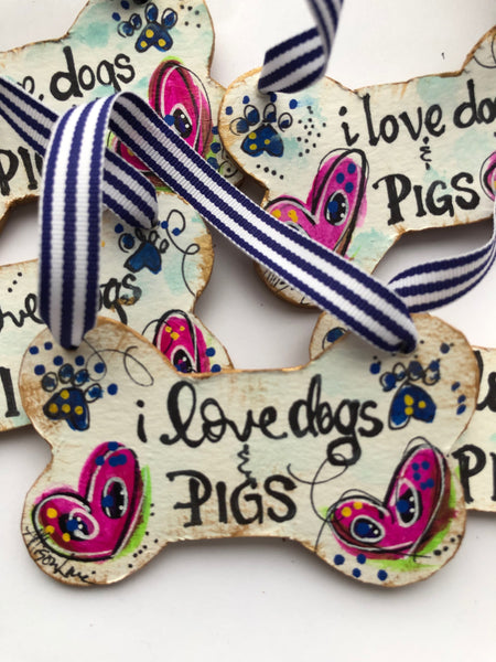 Dog Pig Snout Heart Art Painting  - Ornament
