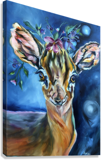 Doe Garden Fairy Deer with Flower CRown Oil Painting Allie for the Soul Allison Luci Art Magical Artwork Mystical Nursery Room Art Decor