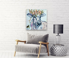 Load image into Gallery viewer, Heidi Cow with Flower Crown Gallery Wrapped Canvas Print
