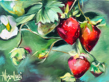 Load image into Gallery viewer, Strawberry Fields Forever Original Oil Painting 5&quot; x 7&quot; on Paper
