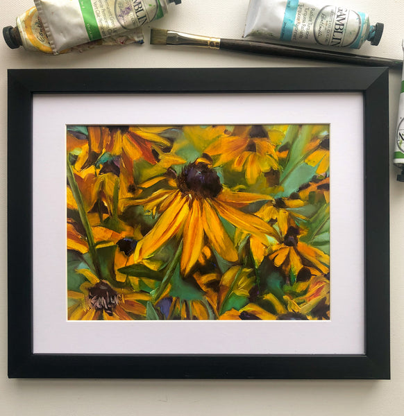 End of Summer Beauty Black Eyed Susans Giclee Paper of Original Oil Painting Multiple Sizes