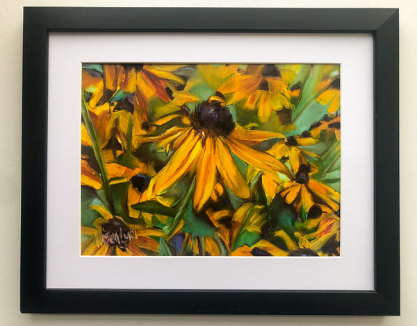 "Summer Beauty" Black Eyed Susans Original Oil Painting 6" x  8" on Paper (Also Available with frame)
