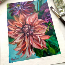 Load image into Gallery viewer, &quot;Standout&quot; Dahlia Original Oil Painting 6&quot; x  8&quot; on 8&quot; x 10&quot; Paper (Also Available with frame)
