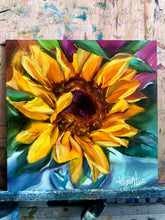 Load image into Gallery viewer, Sunflower Art &quot;A Moment in Time&quot; 6&quot; x 6&quot; Original Oil Painting Allison Luci
