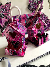 Load image into Gallery viewer, Pink LOVE Shack She Shed Birdhouse Ornament with Little Fence
