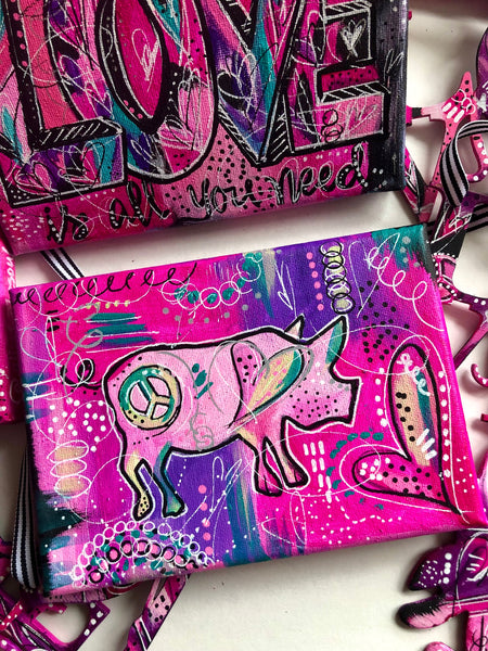 Peace Pig LOVE Collection Original Art 5" x 7" FREE Shipping