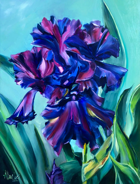 Bold Contemporary Art Print Canvas Iris Purple Blue Violet Flower Dance Art Alllison Luci