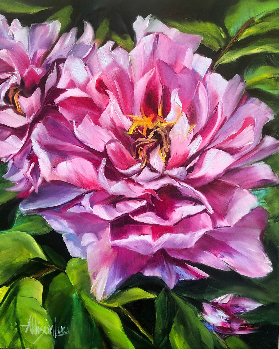 Live Life in Full Bloom - Peony Oil Painting - 8x10