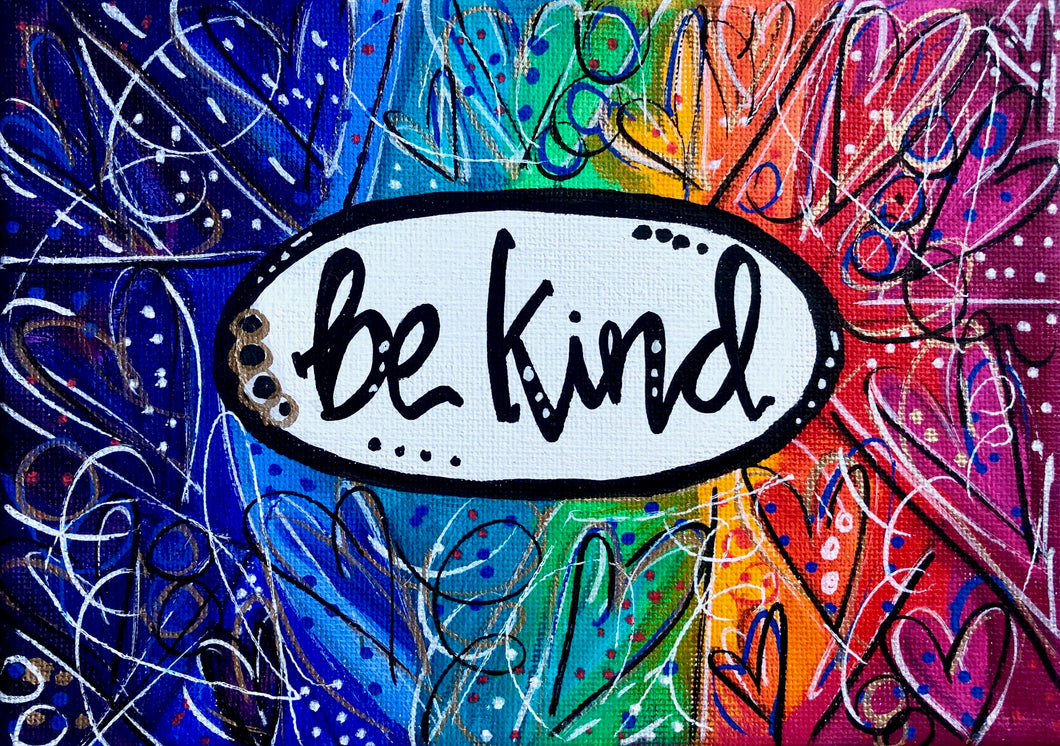 Be Kind ORIGINAL Rainbow Heart Art Painting