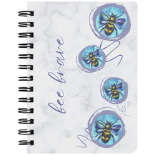 Load image into Gallery viewer, bee brave inspirational journal notebook allie for the soul art oil painting bee lover be brave courage hope cancer bee art gift friend 
