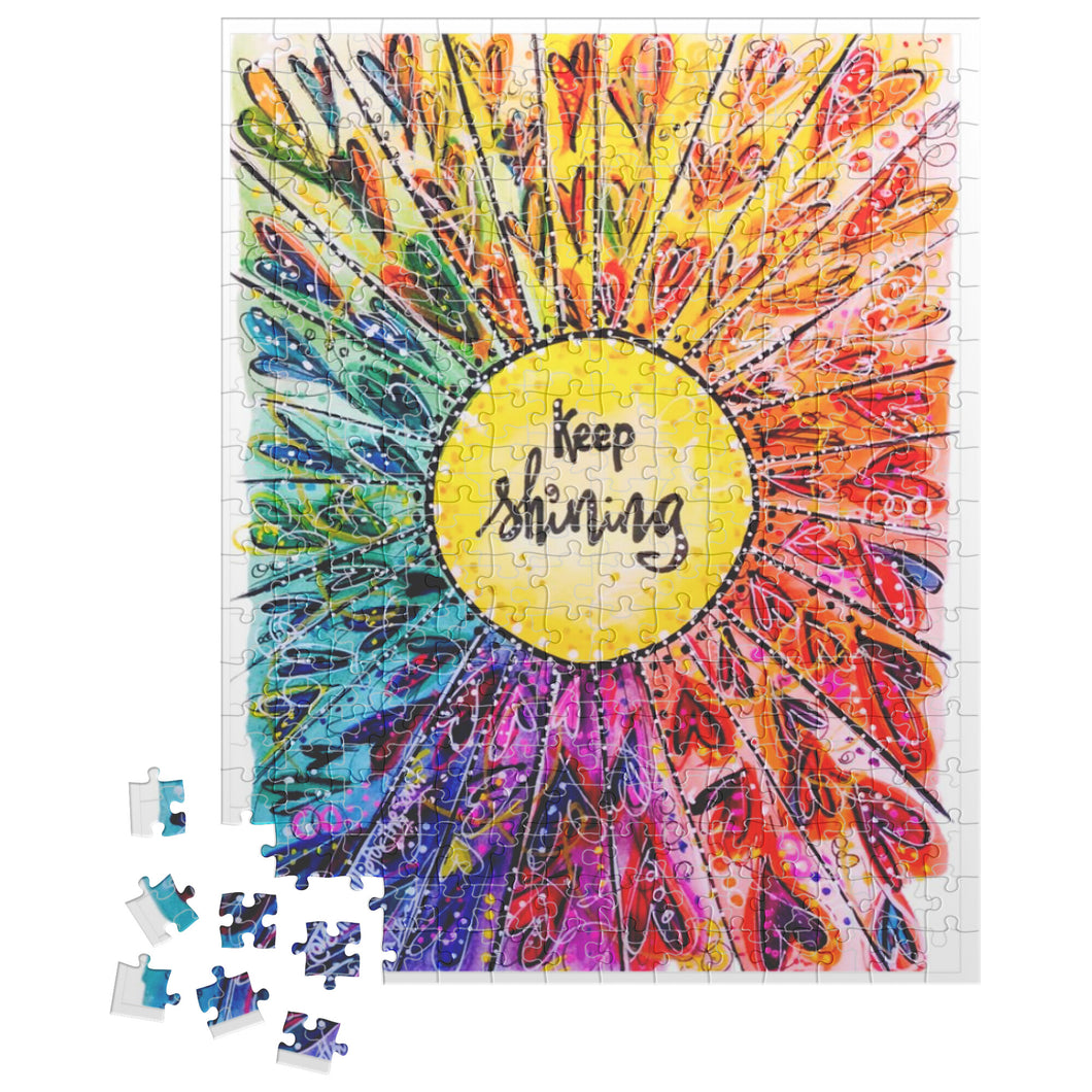 Keep Shining Colorful Heart Art Jigsaw Puzzle