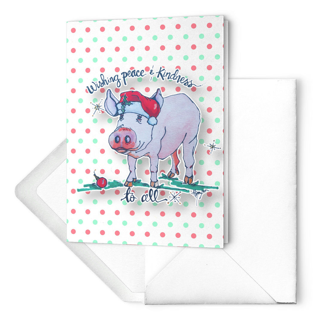 Peace and Kindness to All Piggie Holiday Card